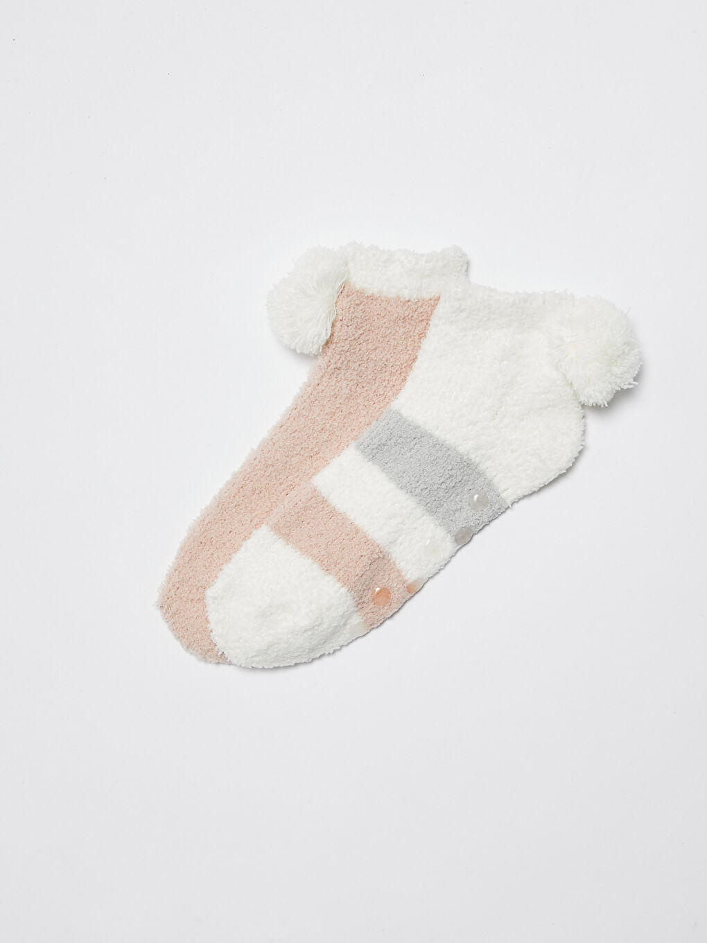 LCW DREAM Gemusterte Pompon-Details Damen-Haussocken 2er-Pack -W11979Z8-EEW