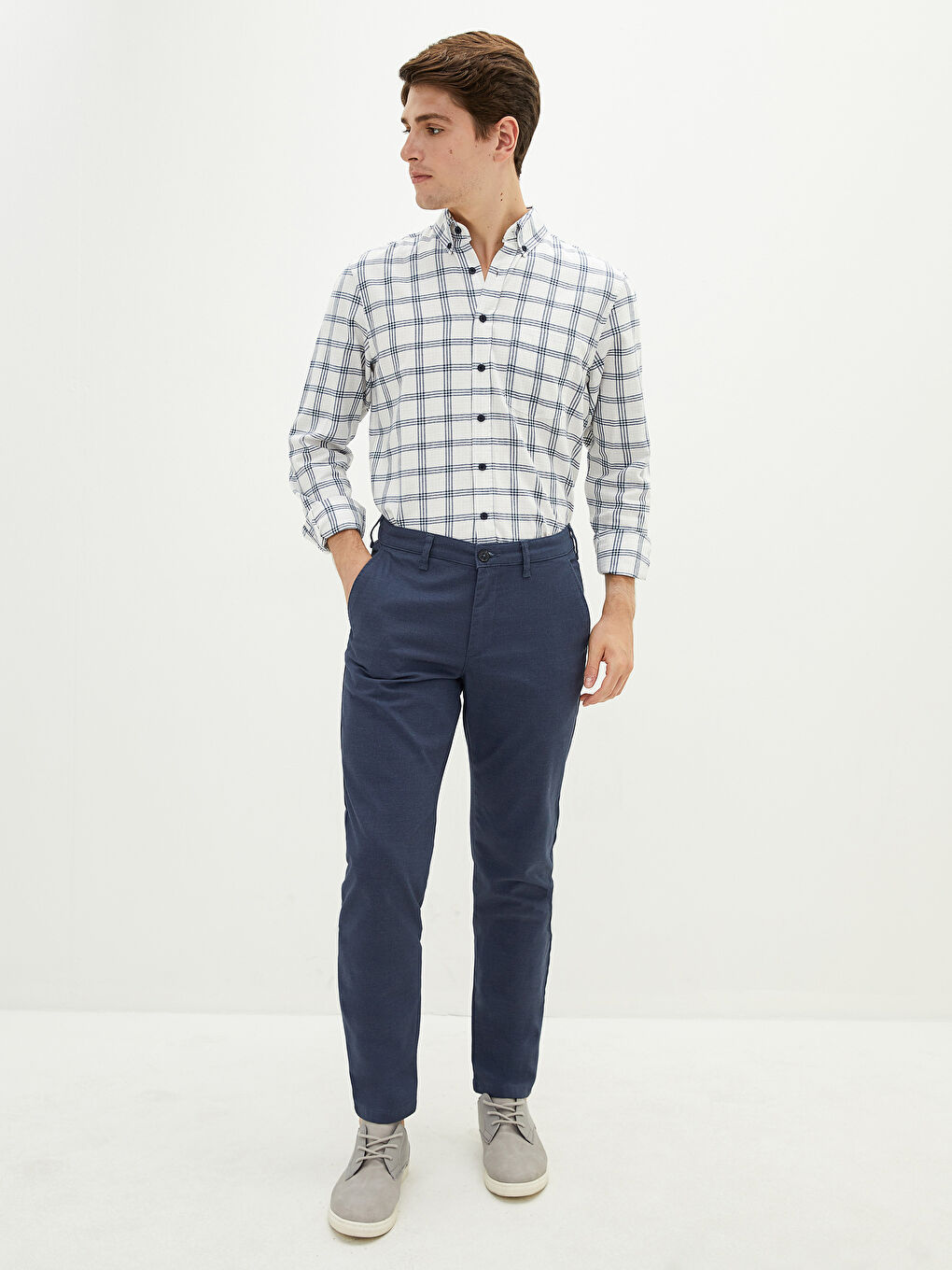 Pantalons Texturés Coupe Svelte Pour Hommes-1