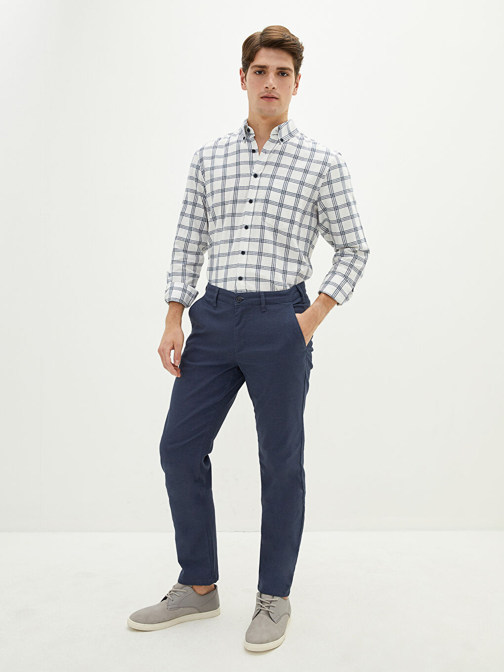 Pantalons Texturés Coupe Svelte Pour Hommes-2