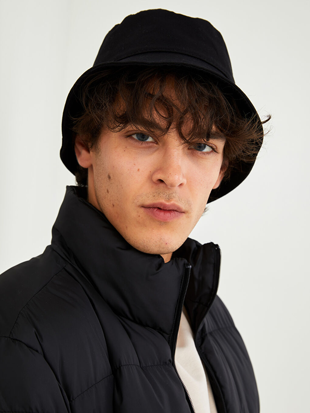 Siyah Düz Erkek Bucket Şapka-1