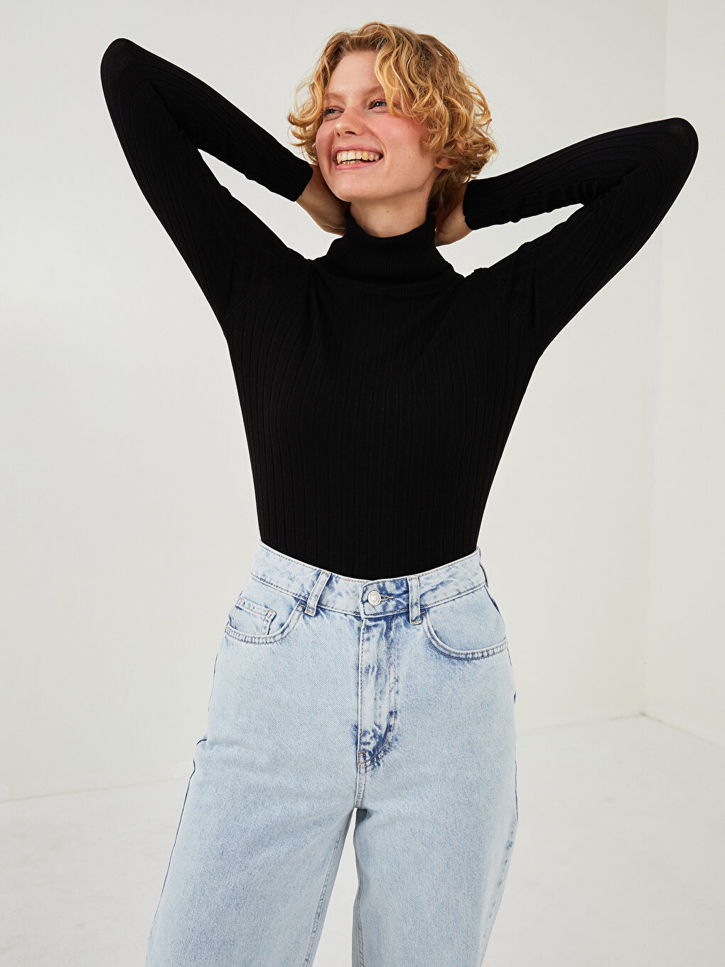 LCW Vision Turtleneck Regular Long Sleeve Women's Basic Tricot Sweater -W12017Z8-CVL
