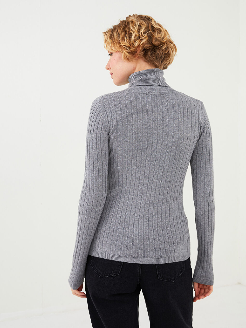 LCW Vision Turtleneck Regular Long Sleeve Women's Basic Tricot Sweater -W12017Z8-D5P