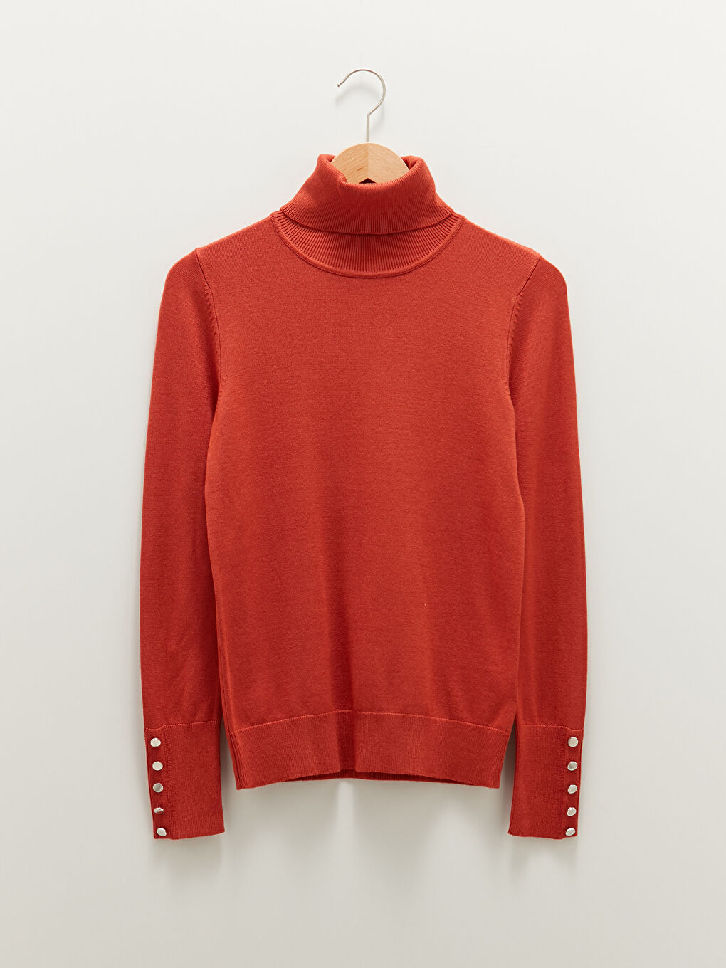 Pull-over Uni à Manches Longues pour Femmes en Tricot avec Col roulé-6