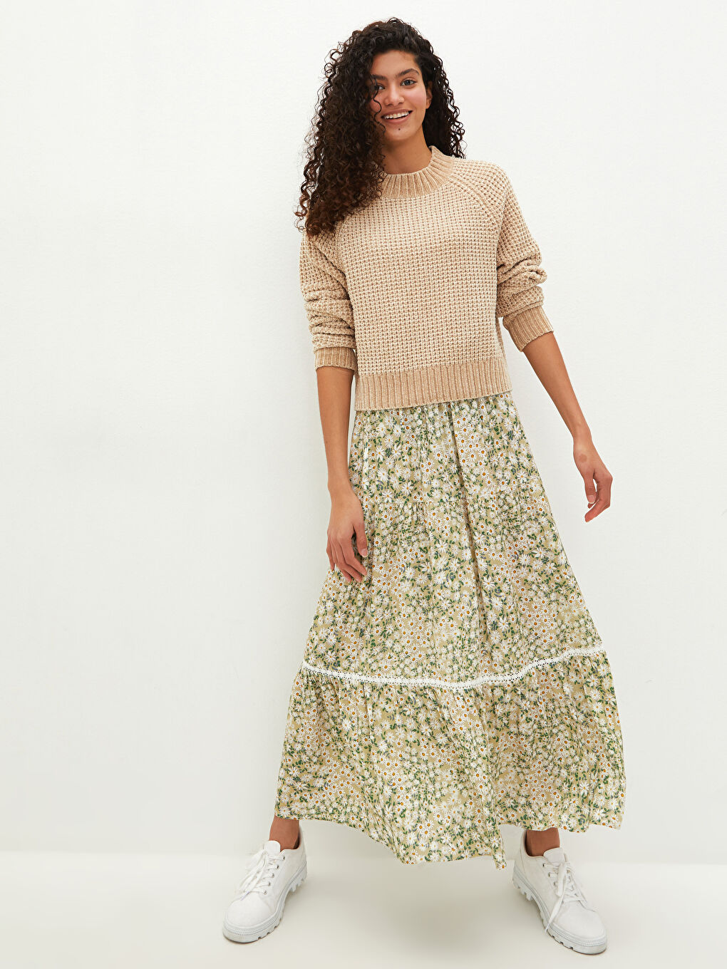 سترة تريكو كم طويل عادي بياقة دائرية للسيدات-2