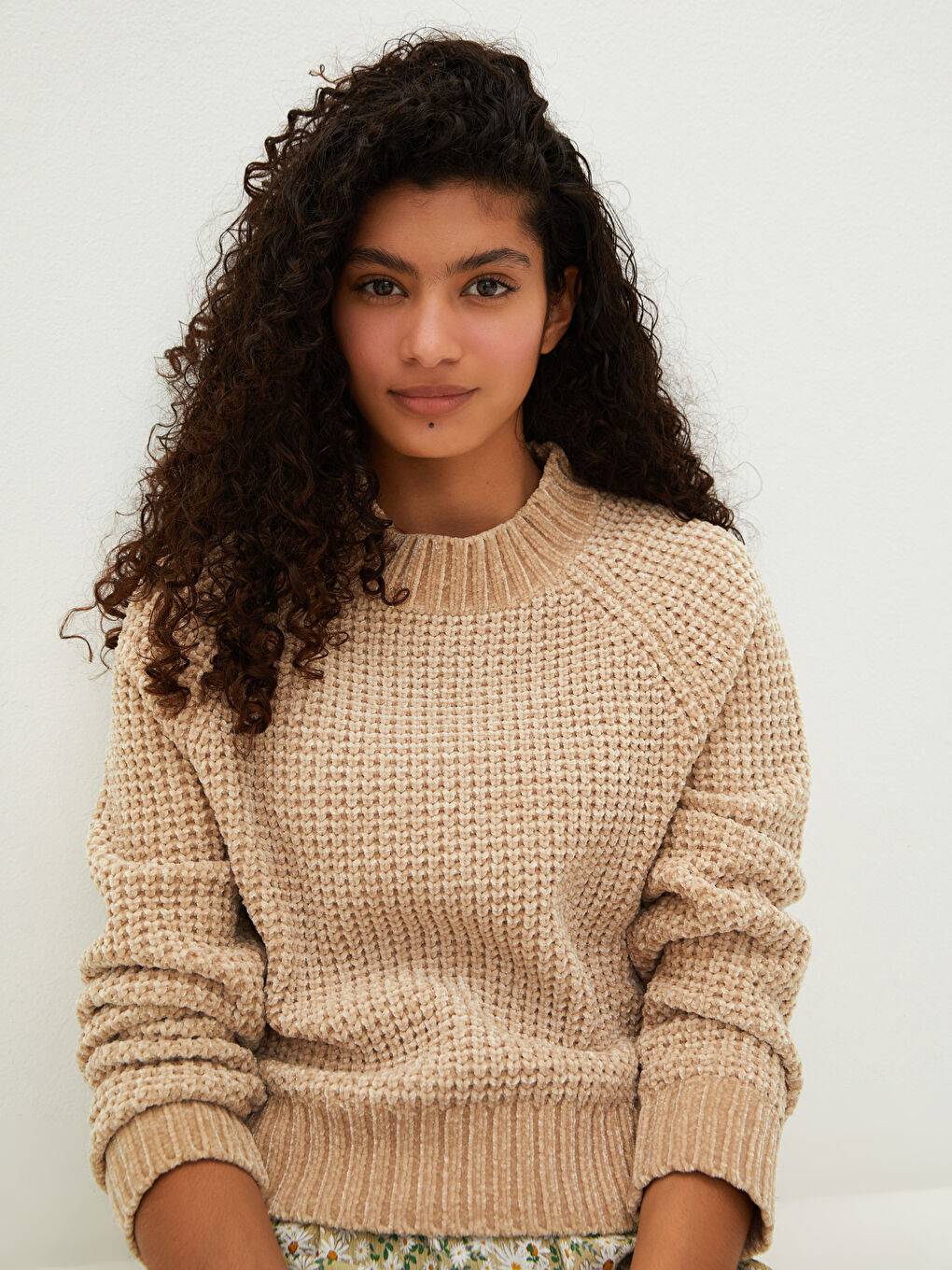 سترة تريكو كم طويل عادي بياقة دائرية للسيدات-3