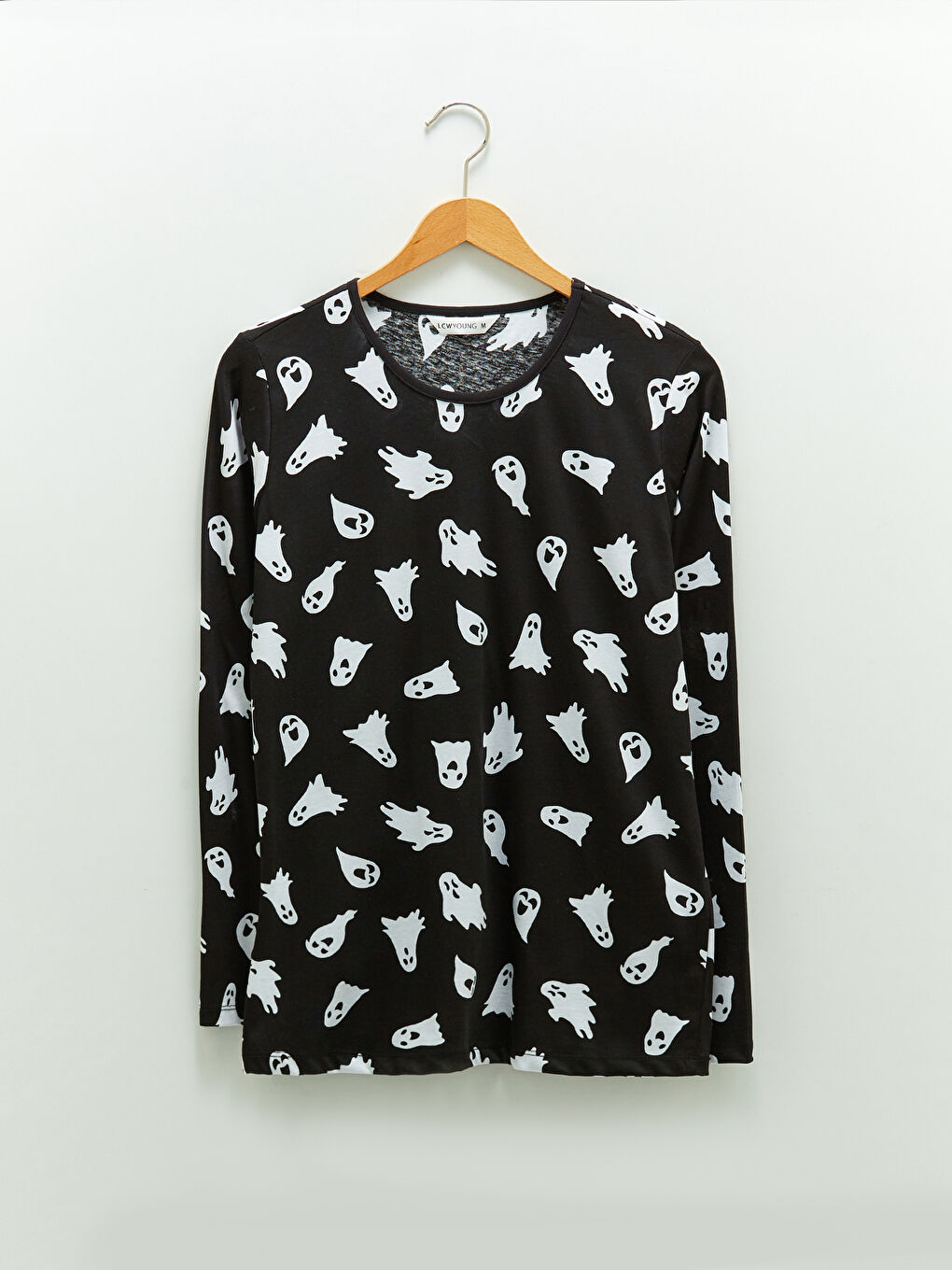 طقم بيجاما قطن كم طويل مطبوع برقبة دائرية للسيدات-6