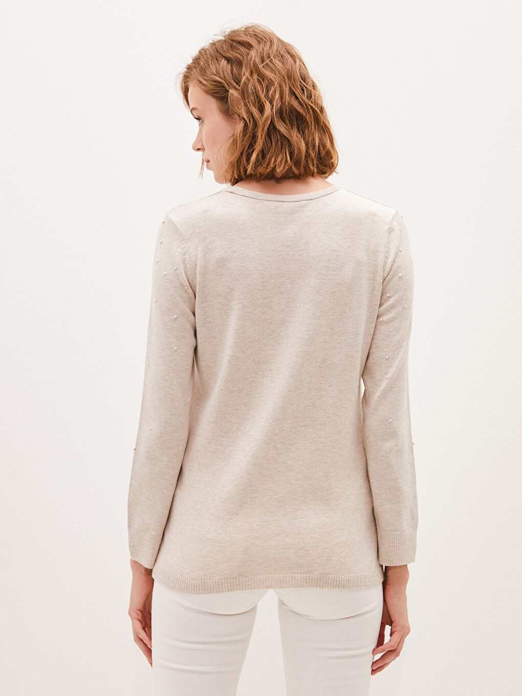 Crew Neck Polka Dot Women's Knitwear Sweater-5