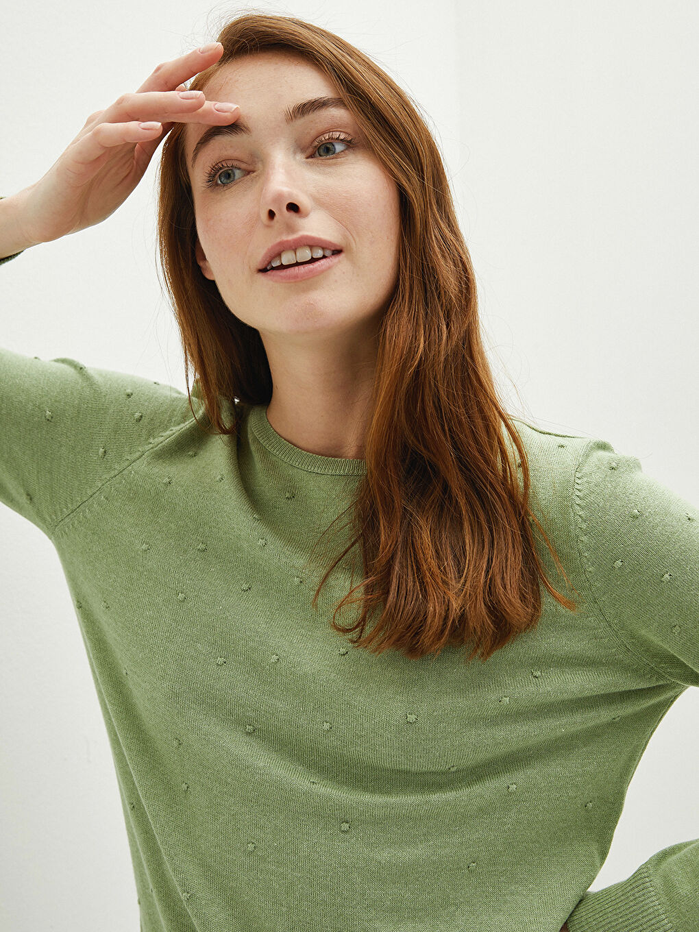 Pull-over en Tricot à Pois pour Femmes Col Rond-1