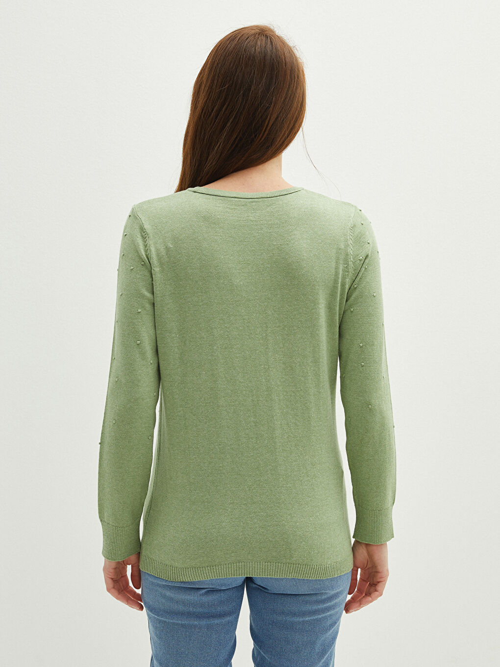 Pull-over en Tricot à Pois pour Femmes Col Rond-3