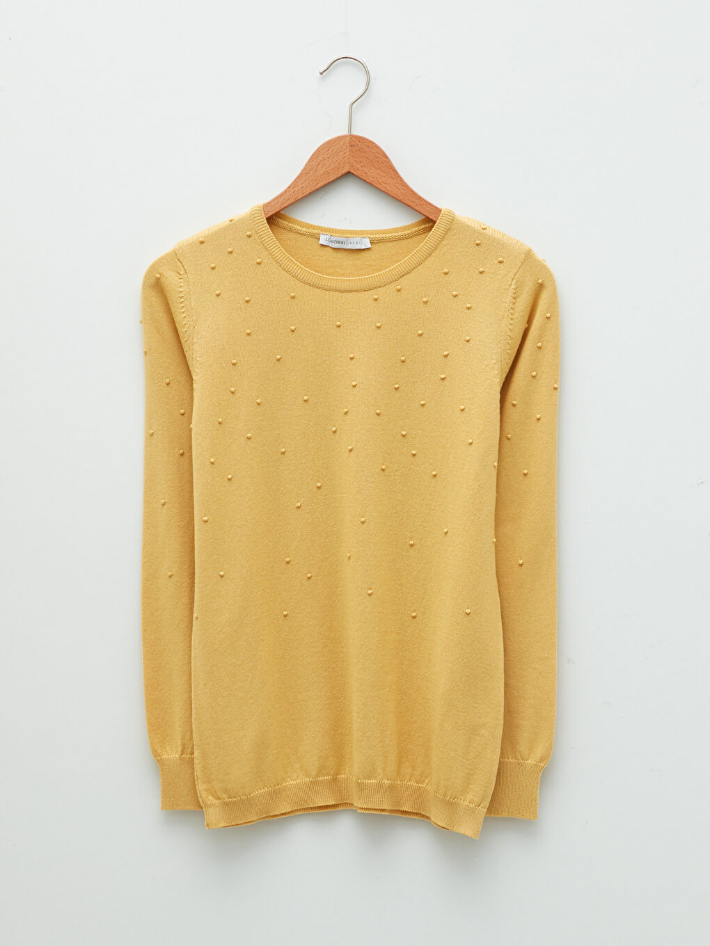 Sarı Bisiklet Yaka Puantiyeli Kadın Triko Kazak-6