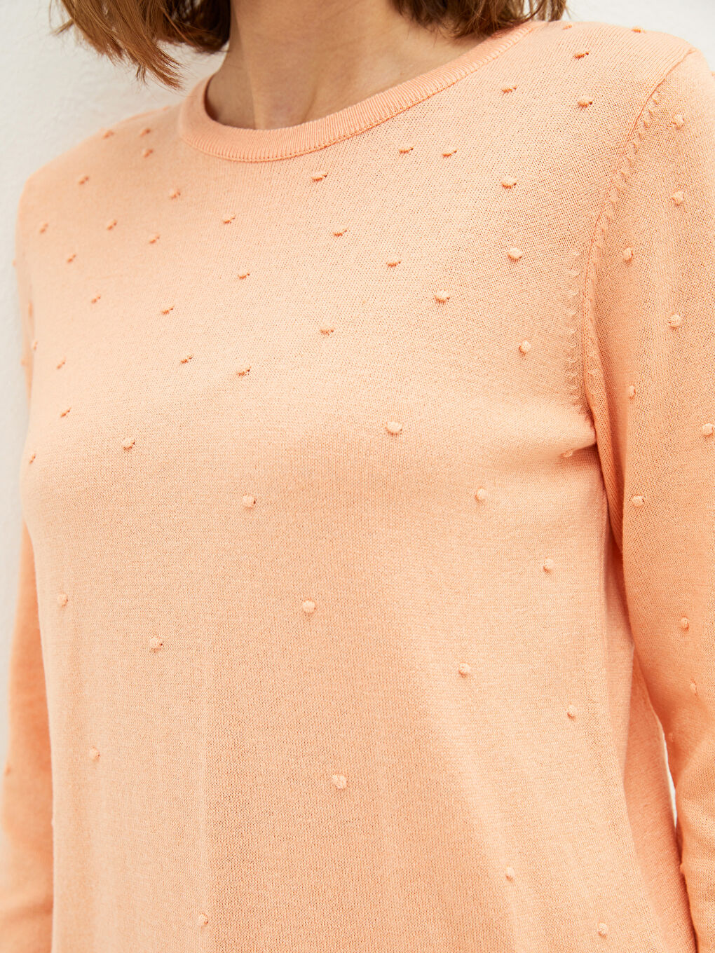 Mercan Bisiklet Yaka Puantiyeli Kadın Triko Kazak-3