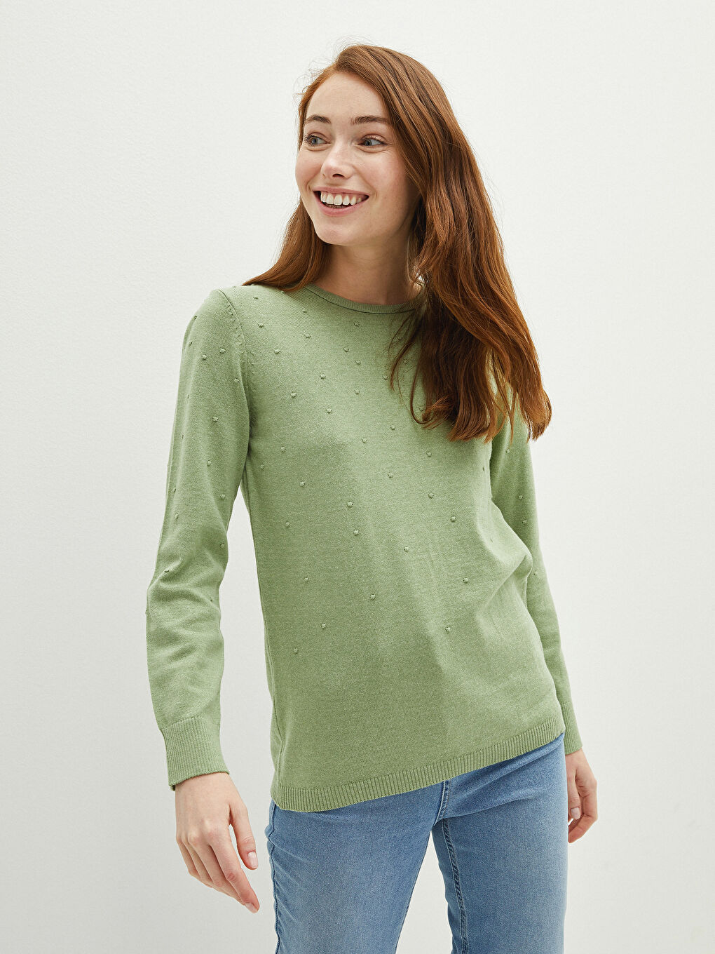 Pull-over en Tricot à Pois pour Femmes Col Rond