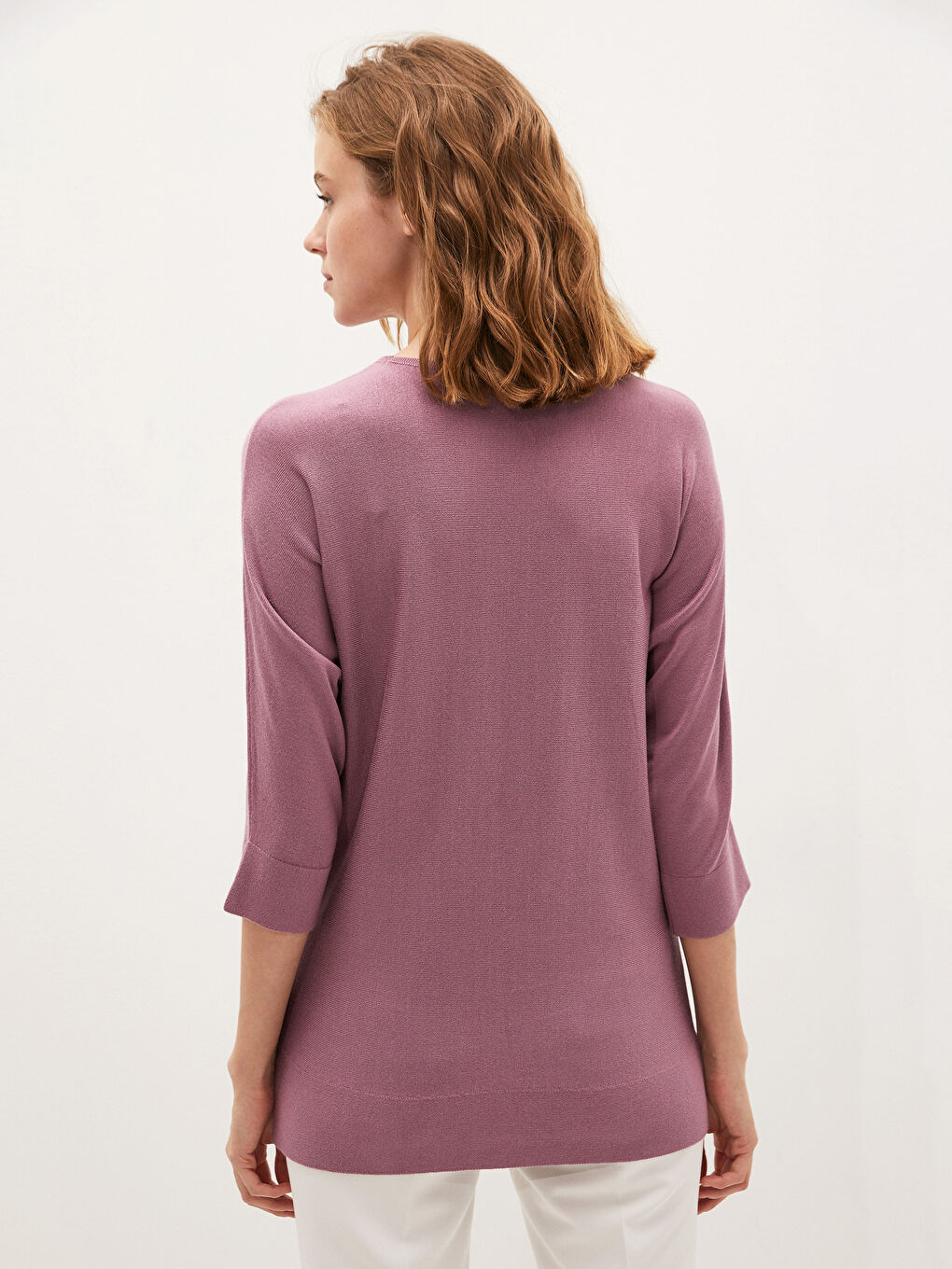 Crew Neck Straight Half Sleeve Women's Knitwear Sweater-3