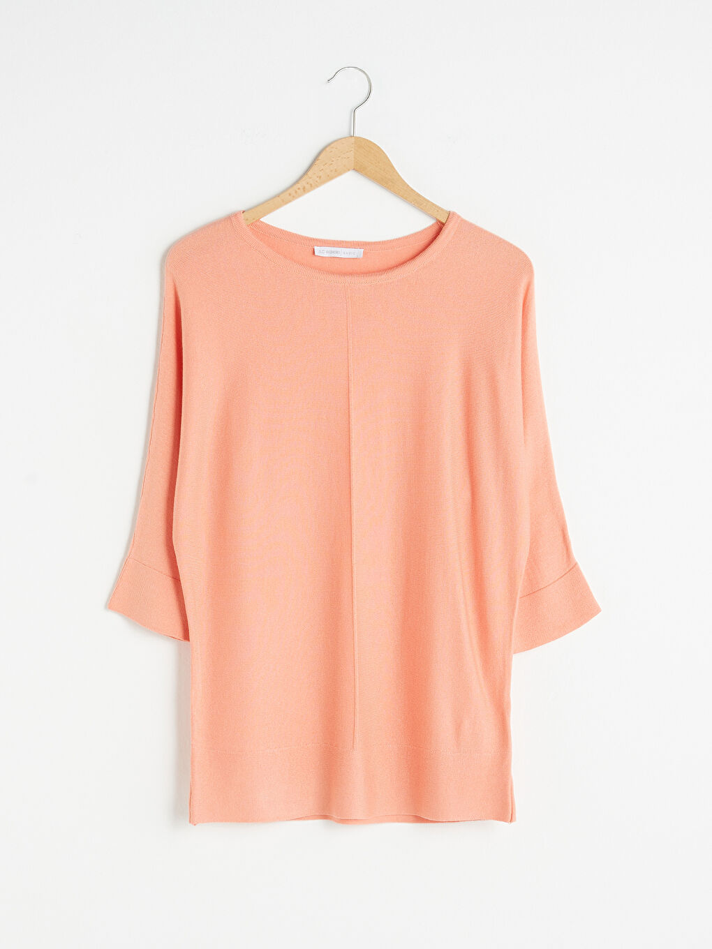 Mercan Bisiklet Yaka Düz Yarım Kollu Kadın Triko Kazak-4