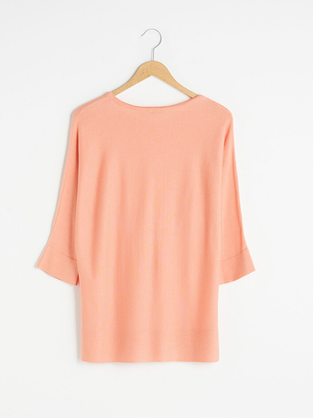 Mercan Bisiklet Yaka Düz Yarım Kollu Kadın Triko Kazak-5