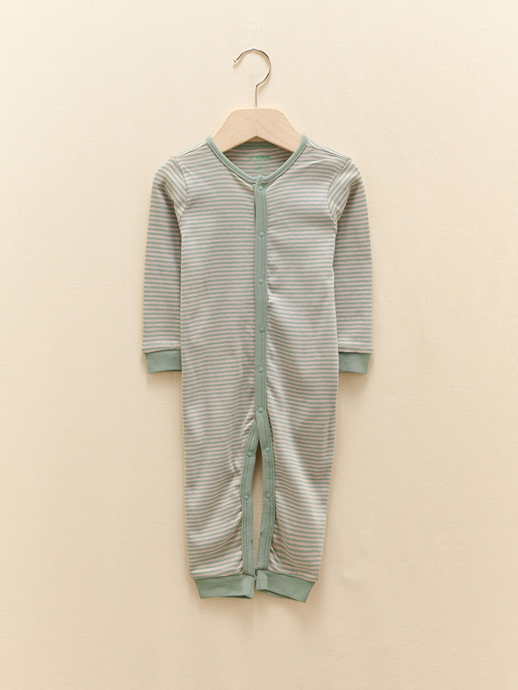 جمبسوت أطفال أولاد قطن مُخَطَّط برقبة دائرية وكم طويل - عبوة من قطعتين-4