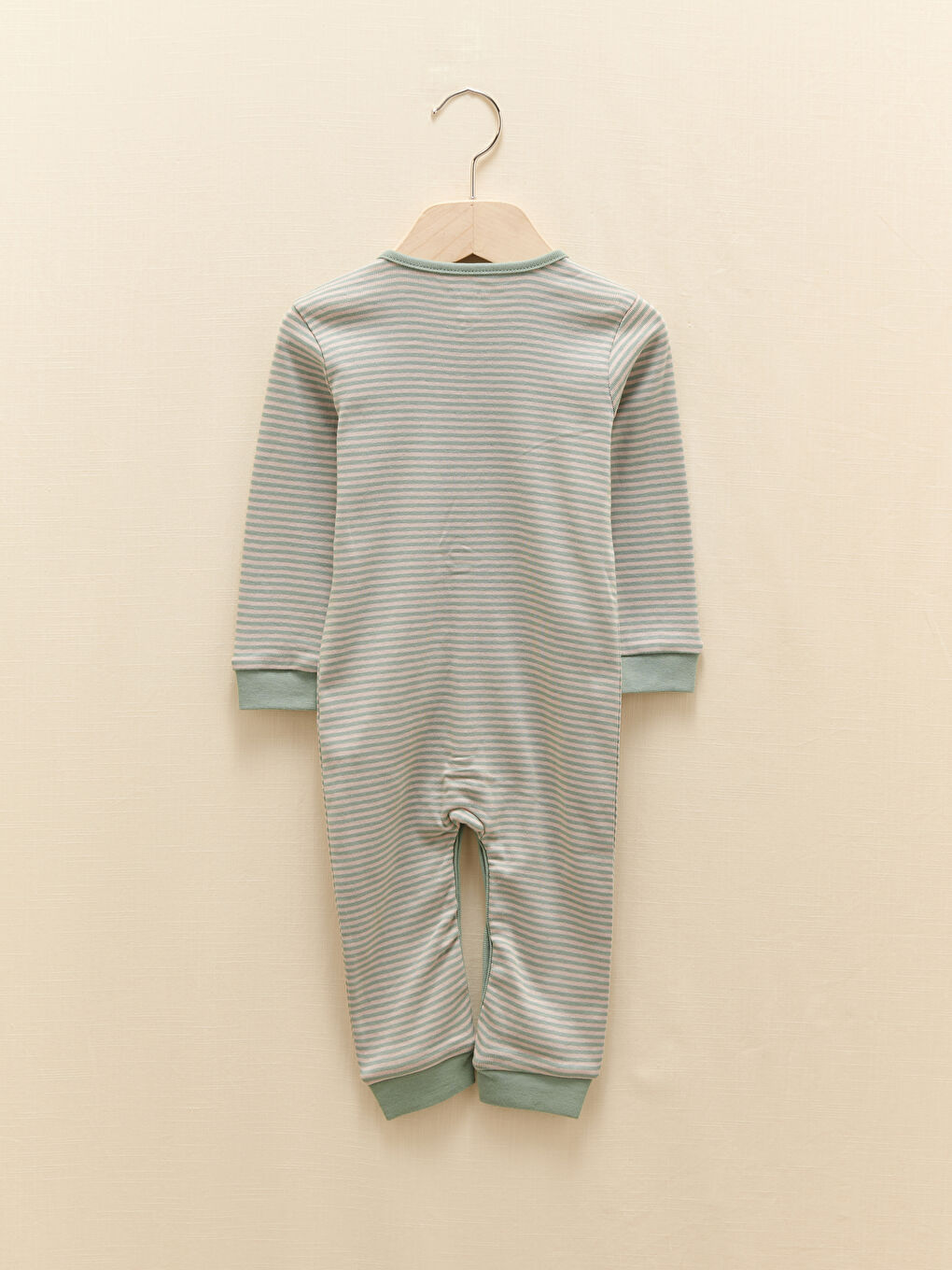 جمبسوت أطفال أولاد قطن مُخَطَّط برقبة دائرية وكم طويل - عبوة من قطعتين-5