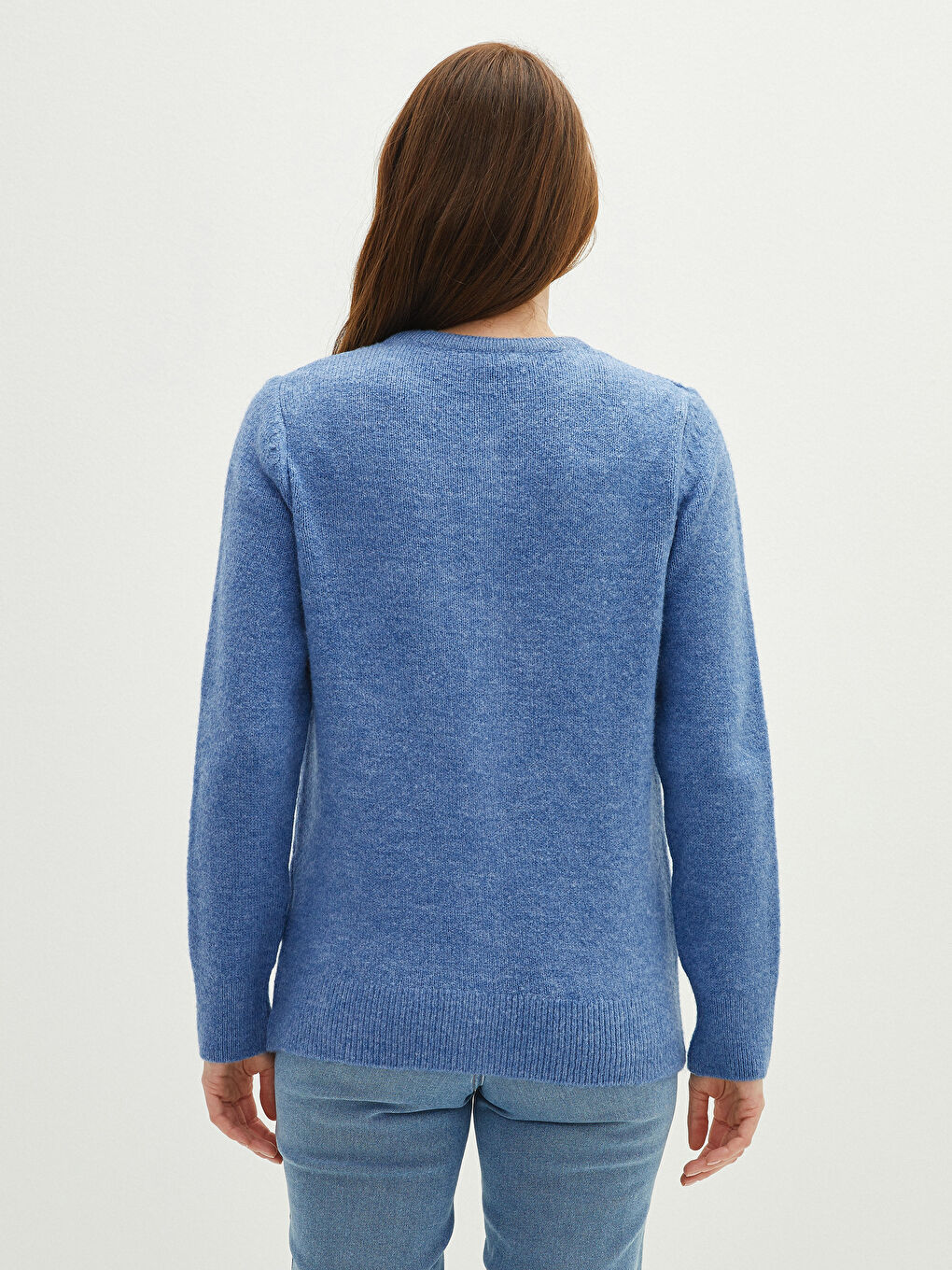 Cardigan en Tricot à Col Rond Fermeture Droite à Boutons Manches Longues pour Femmes-2