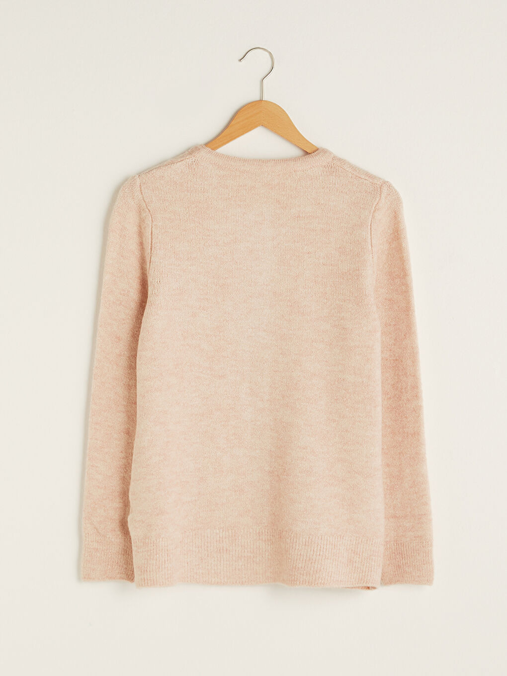 Pembe Bisiklet Yaka Düz Düğme Kapamalı Uzun Kollu Kadın Triko Hırka-7