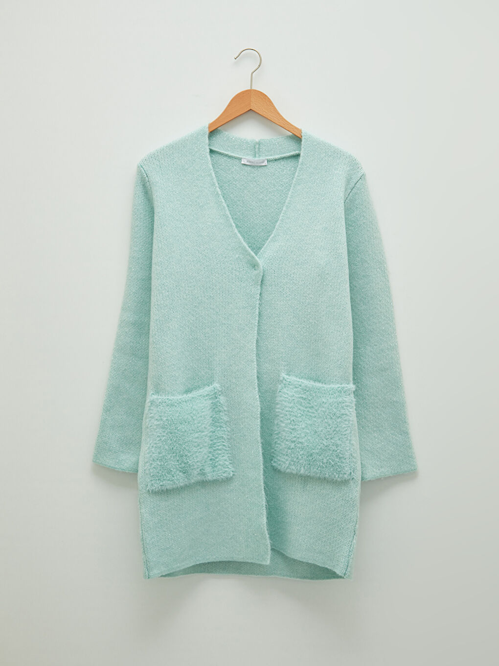 Кардиган трикотажний з V-подібним вирізом, прямий, довгий рукав для жінок-6