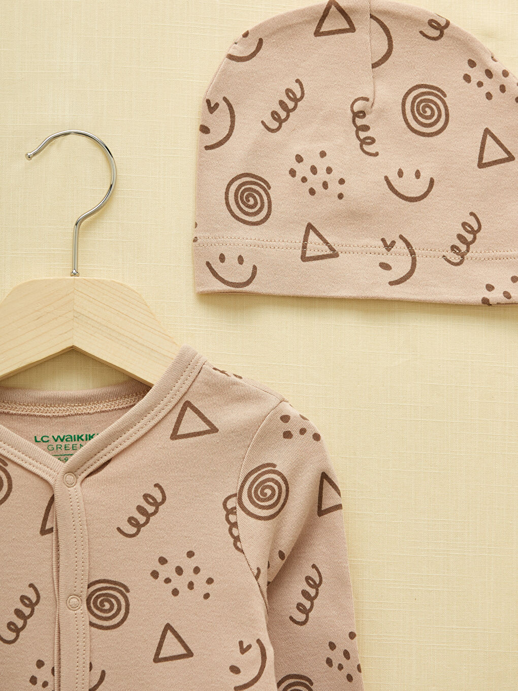 Printed Baby Boy Snapback Bodysuit and Beanie 3 Set-2