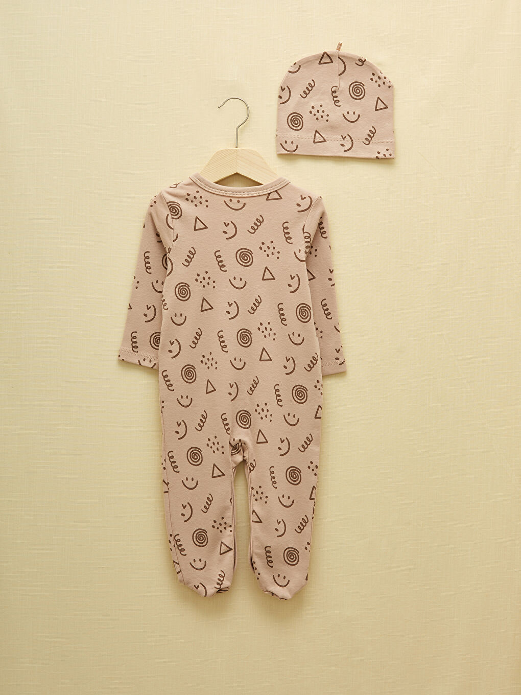 Printed Baby Boy Snapback Bodysuit and Beanie 3 Set-3