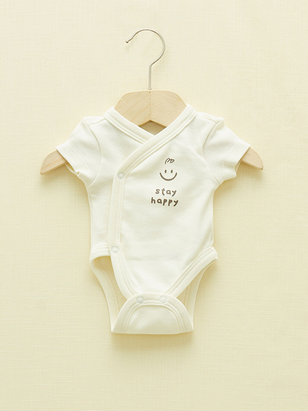 Bej V Yaka Baskılı Prematüre Unisex Bebek Hastane Çıkış Seti-2