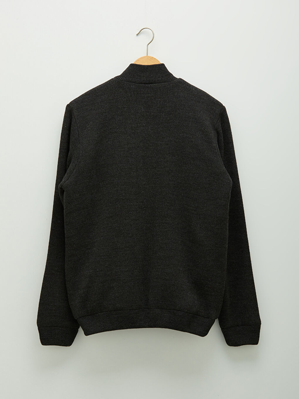 Bej Standart Kalıp Dik Yaka Kalın Erkek Triko Hırka-8