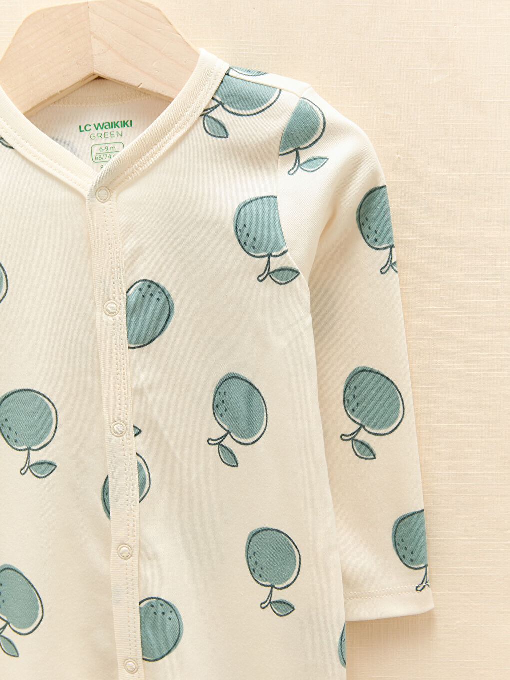 V Neck Long Sleeve Printed Baby Girl Jumpsuit 2 Pieces-3