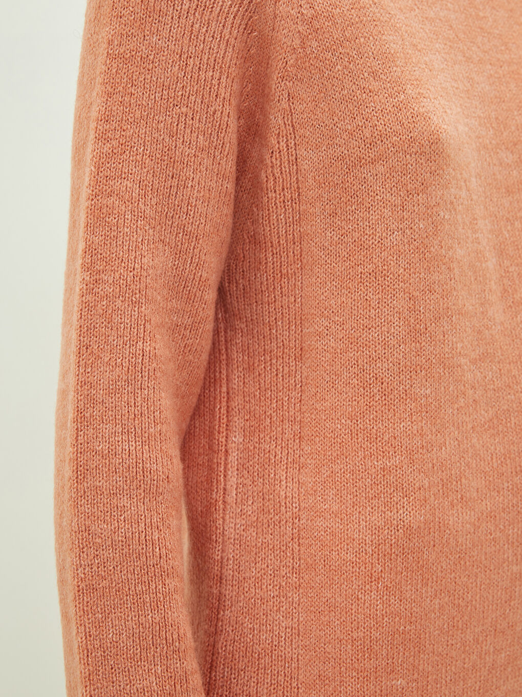 Turuncu Bisiklet Yaka Düz Uzun Kollu Kadın Triko Kazak-4