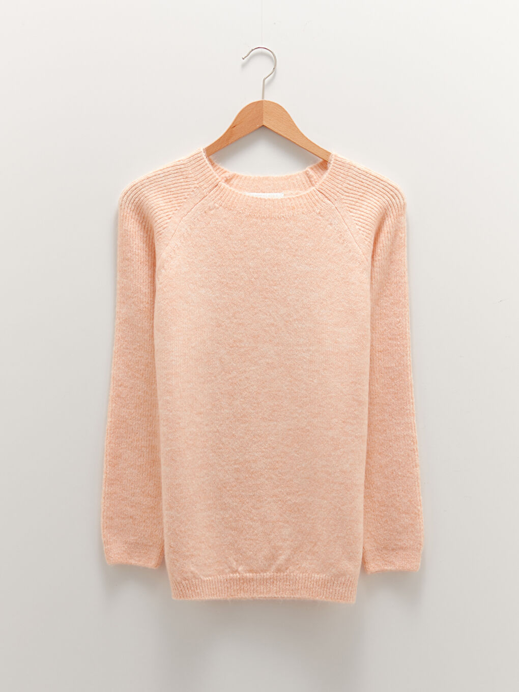 Свитер из трикотажа с круглым вырезом, однотонный, с длинным рукавом для женщин-5