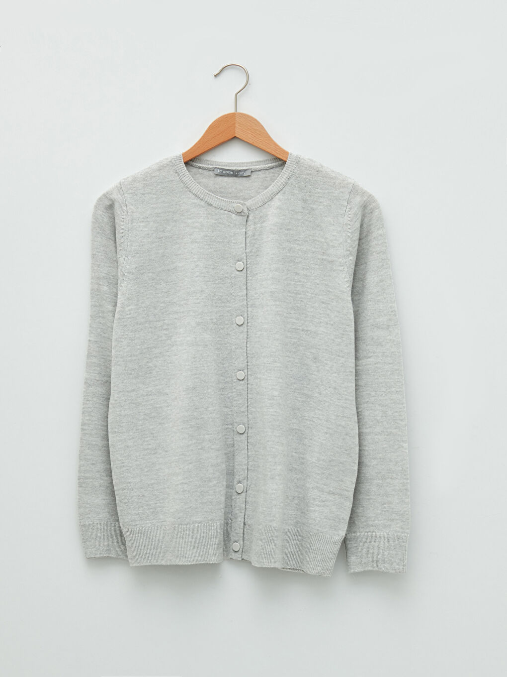 Crew Neck Plain Long Sleeve Women's Knitwear Cardigan-5