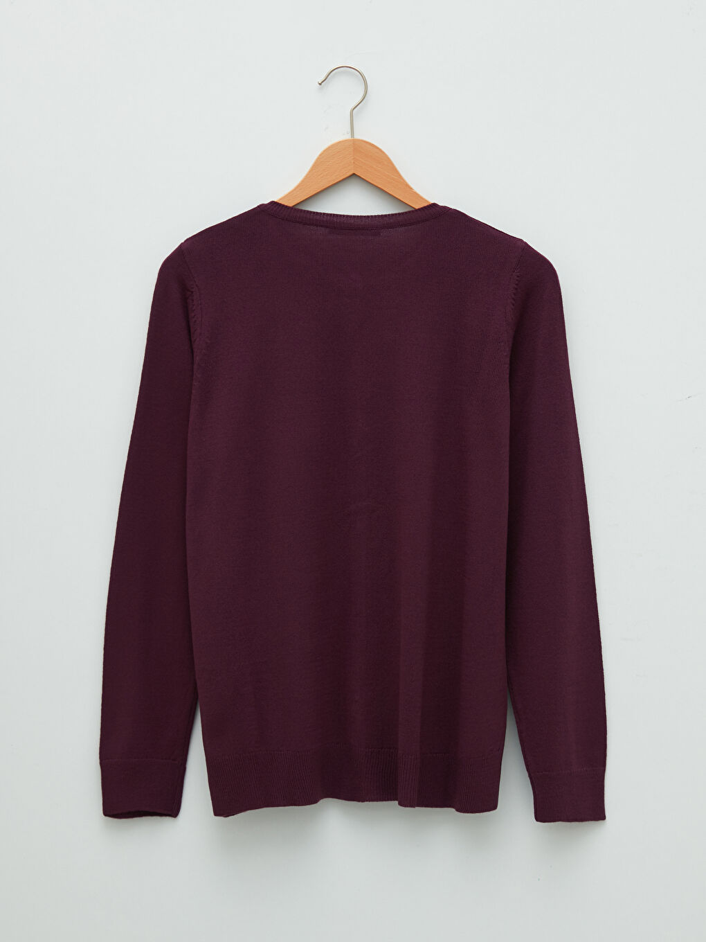 Mürdüm Bisiklet Yaka Düz Uzun Kollu Kadın Triko Hırka-6