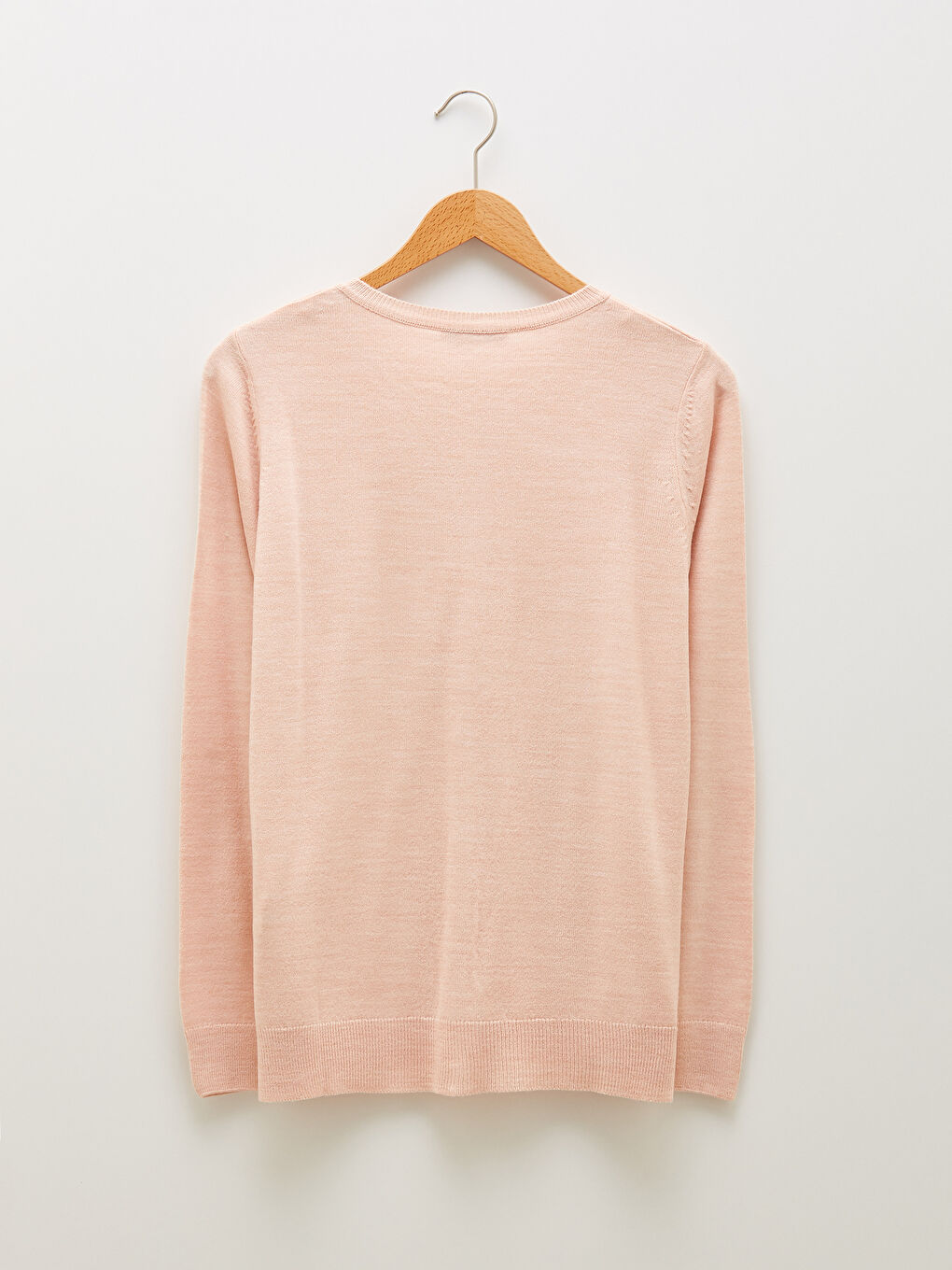 Pembe Bisiklet Yaka Düz Uzun Kollu Kadın Triko Hırka-7