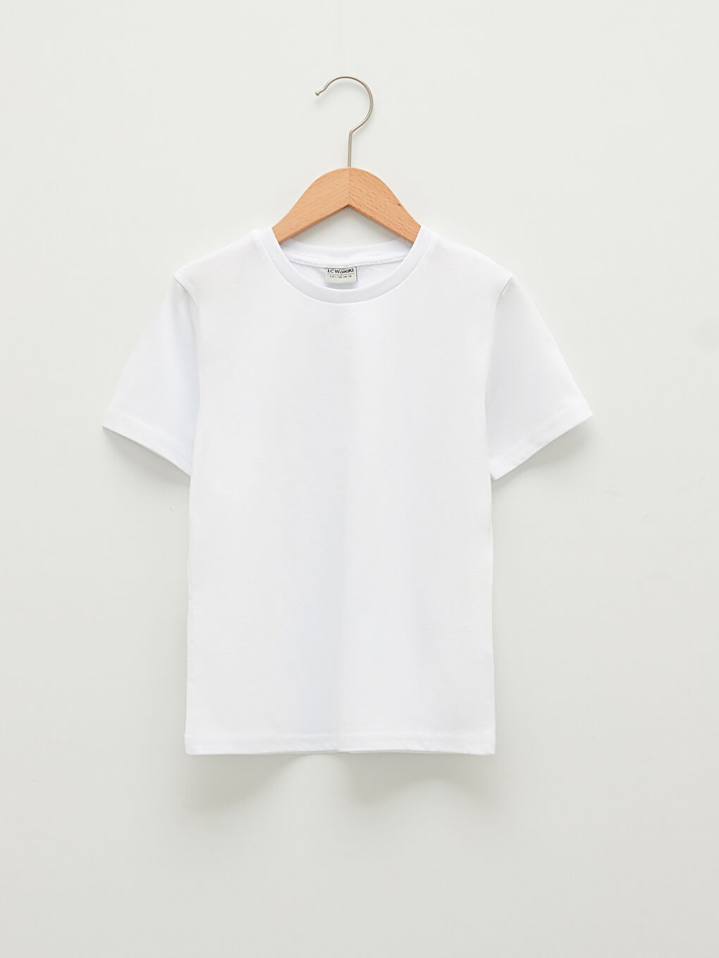 Beyaz Bisiklet Yaka Basic Kısa Kollu Erkek Çocuk Tişört-1
