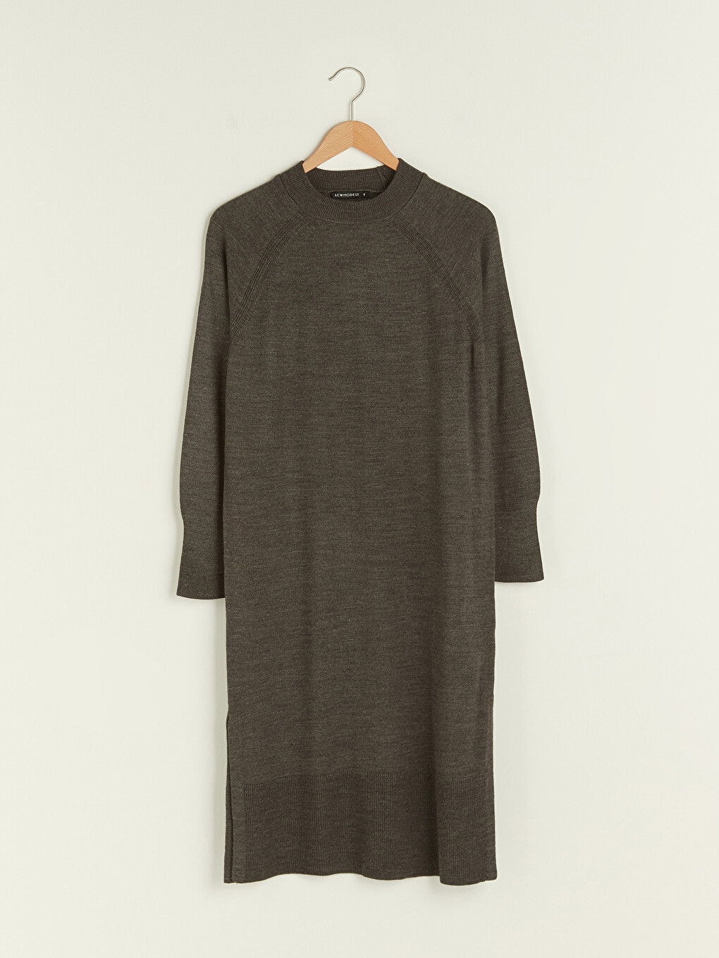 Crew Neck Plain Long Sleeve Women's Knitwear Tunic-5