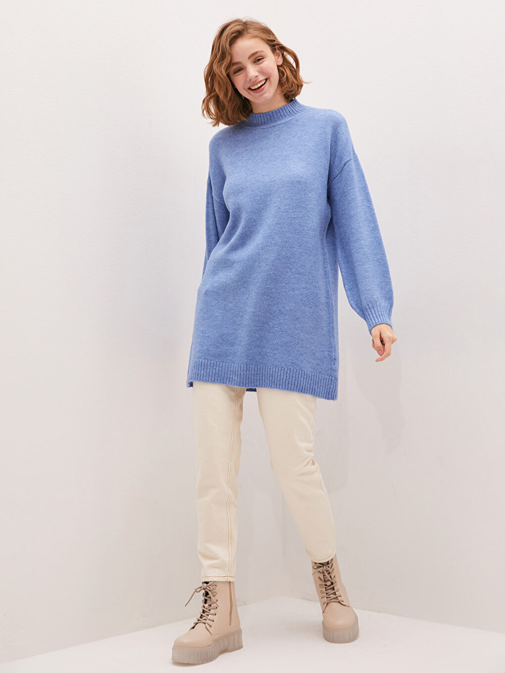 Half Turtleneck Oversize Women's Knitwear Tunic-2