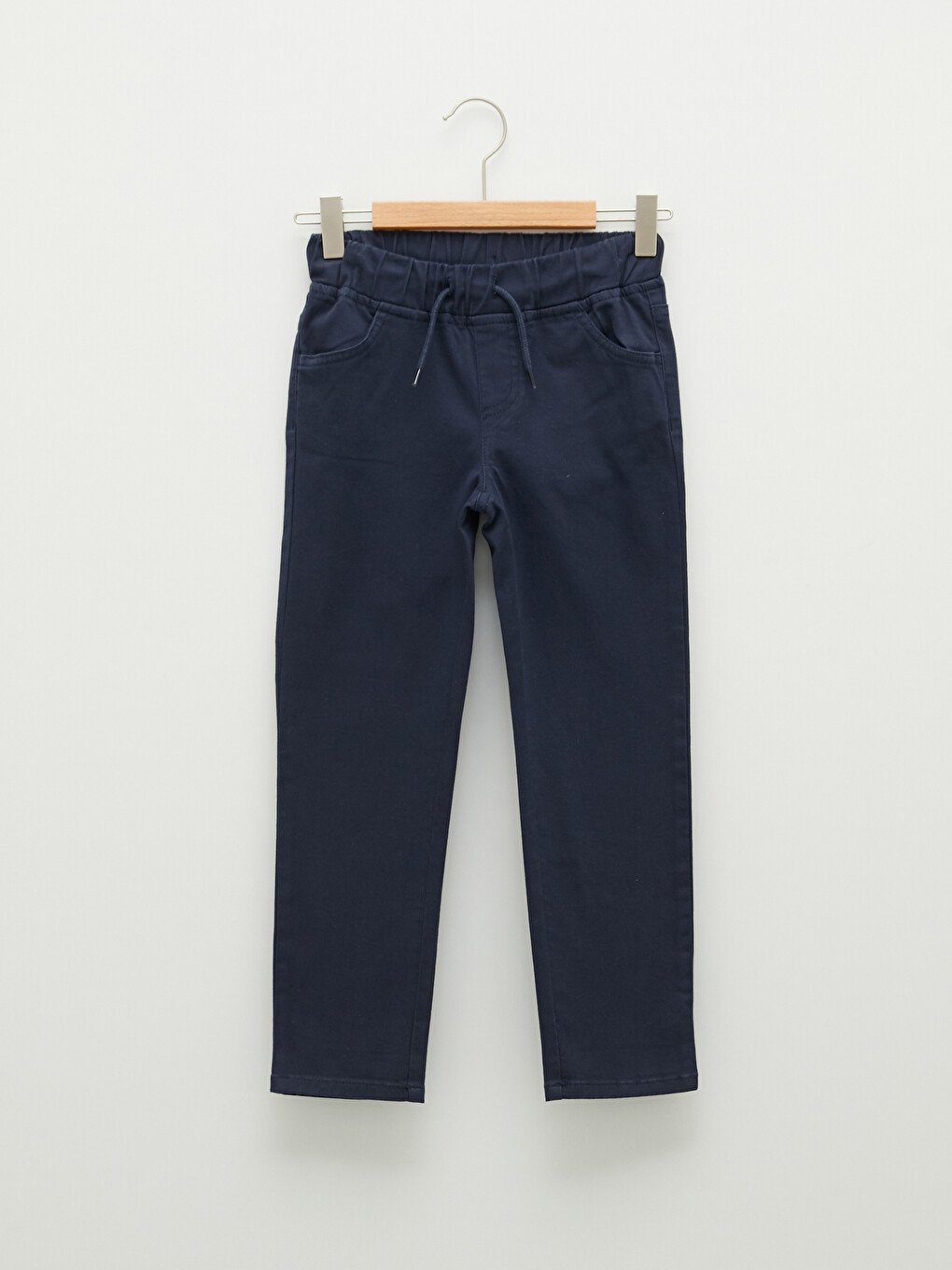 Elastic Waist Slim Fit Gabardine Boy Trousers