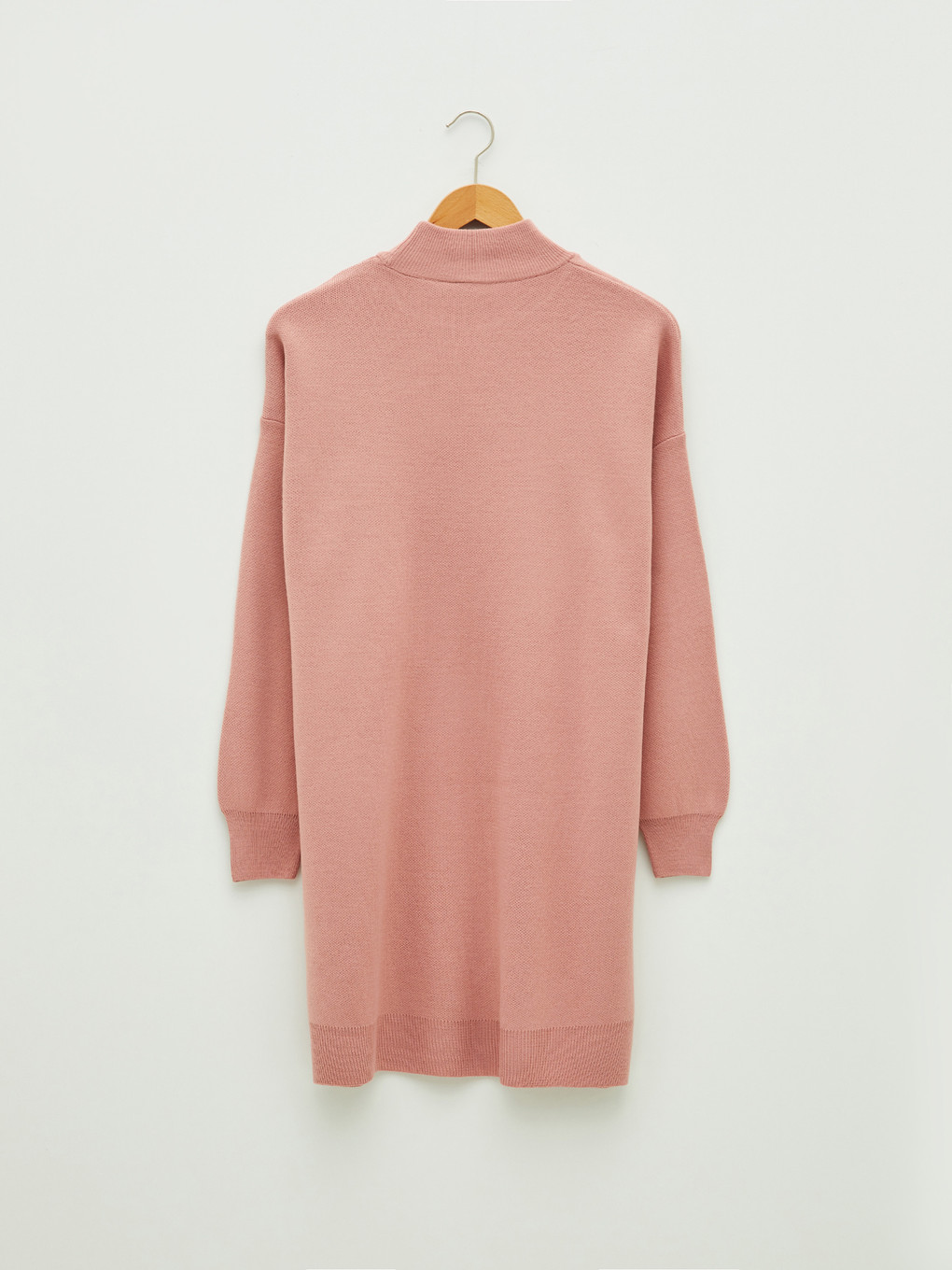 Mock Turtleneck Plain Long Sleeve Oversize Knitwear Women's Tunic-6