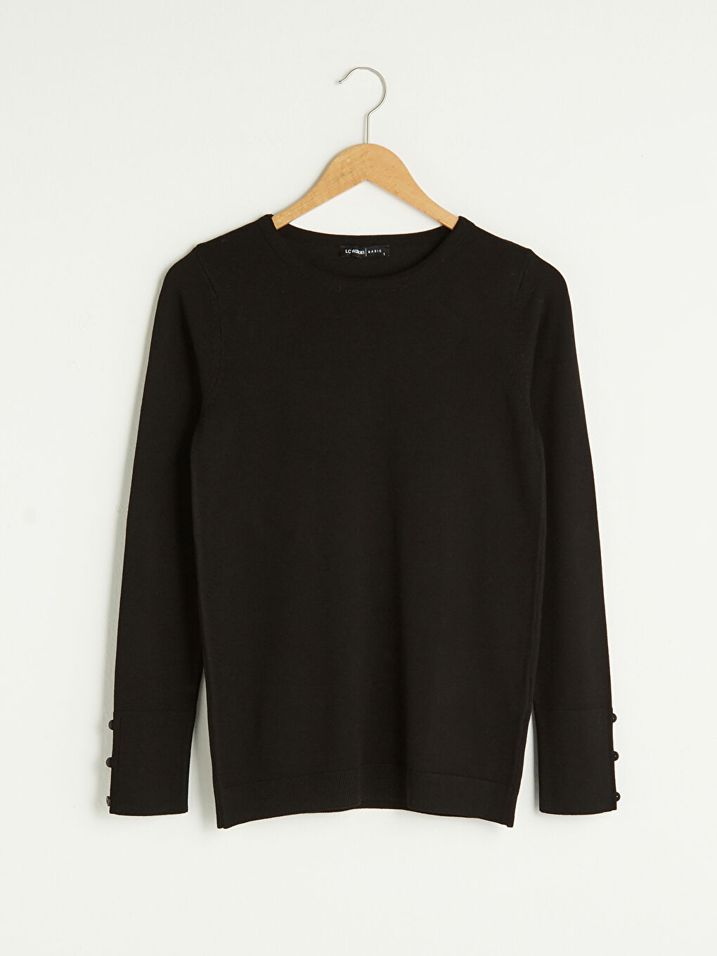 Crew Neck Straight Button Detailed Long Sleeve Women's Knitwear Sweater-5