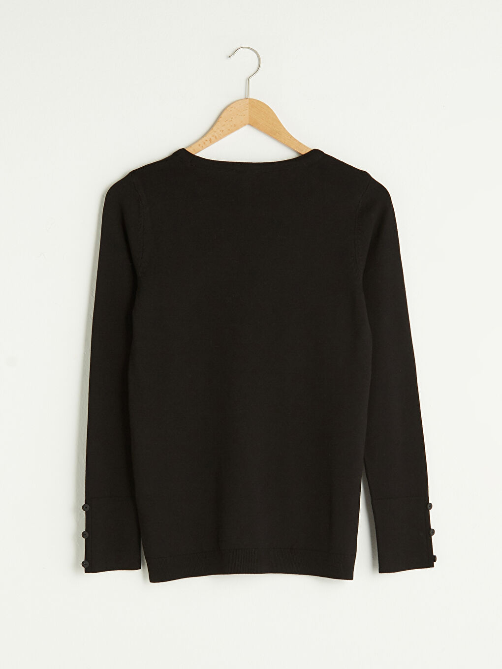 Crew Neck Straight Button Detailed Long Sleeve Women's Knitwear Sweater-6