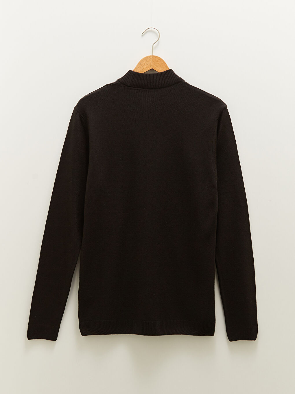 Siyah Yarım Balıkçı Yaka Uzun Kollu Desenli Erkek Triko Kazak-6