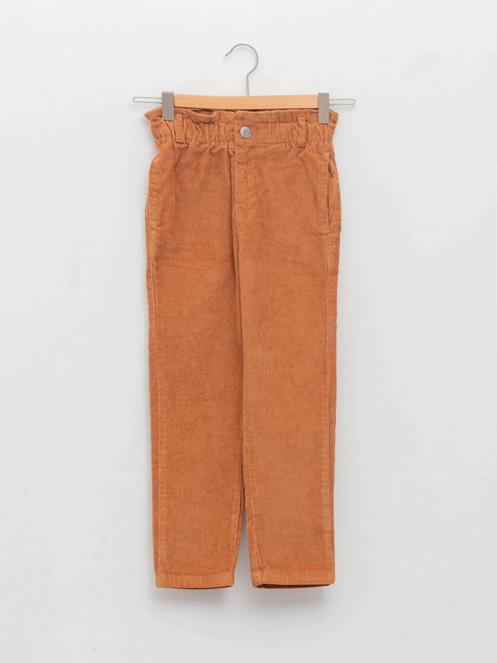 Elastic Waist Basic Velvet Girl Trousers-6