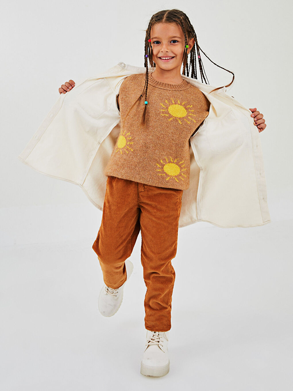 Elastic Waist Basic Velvet Girl Trousers-5