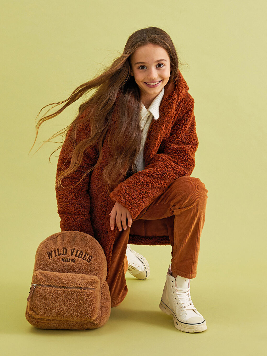 Elastic Waist Basic Velvet Girl Trousers