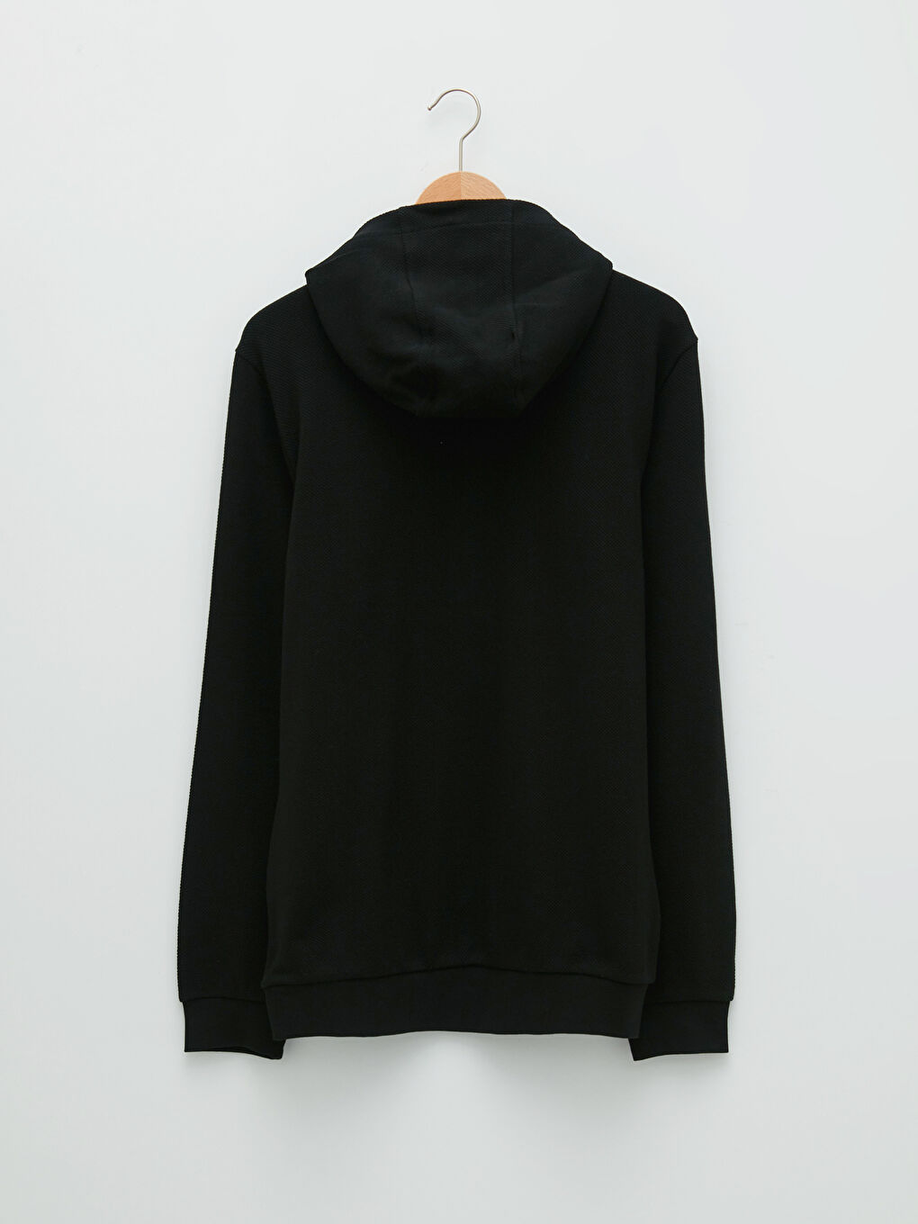 Siyah Uzun Kollu Baskılı Erkek Hoodie-6