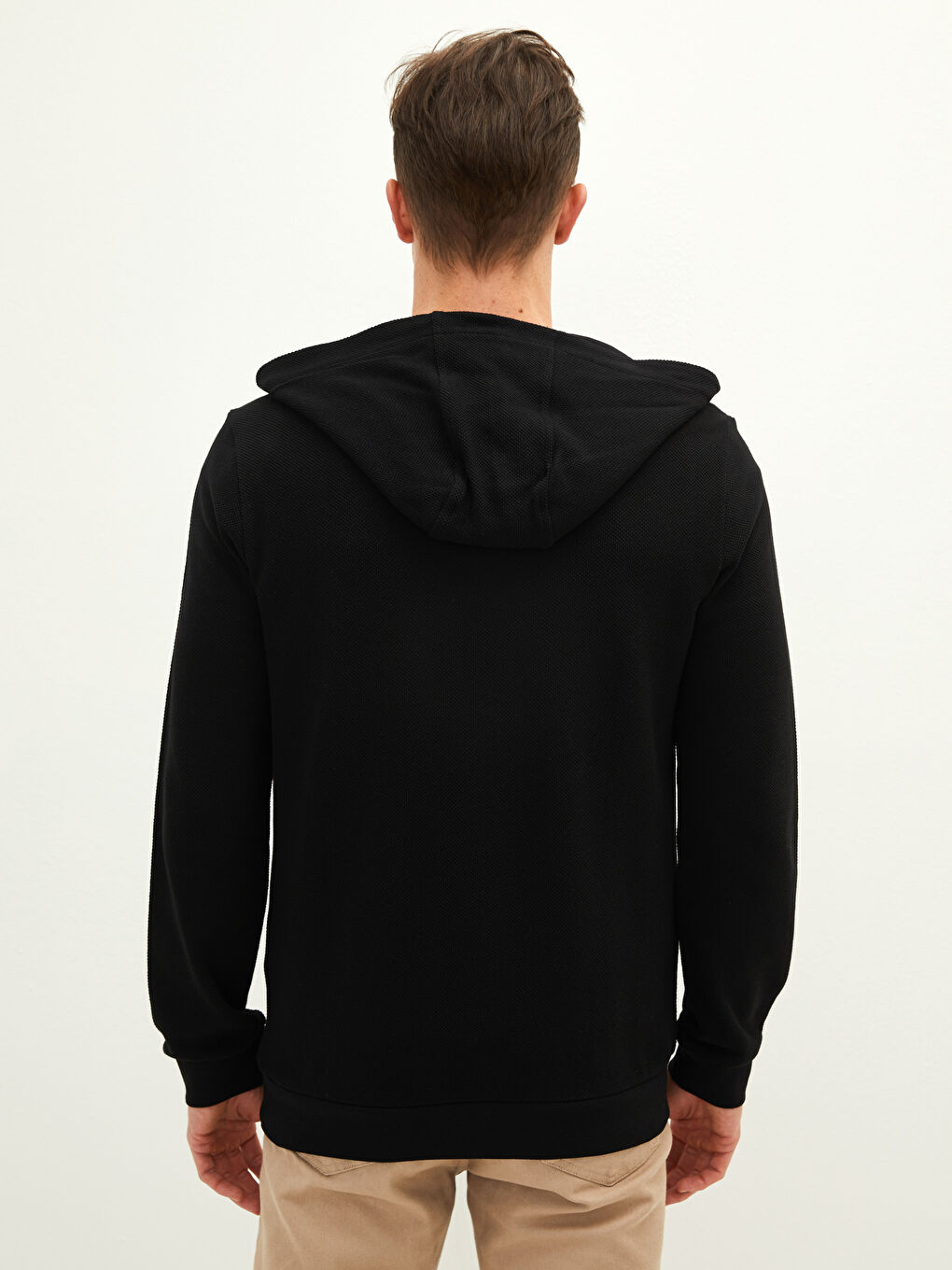 Siyah Uzun Kollu Baskılı Erkek Hoodie-4