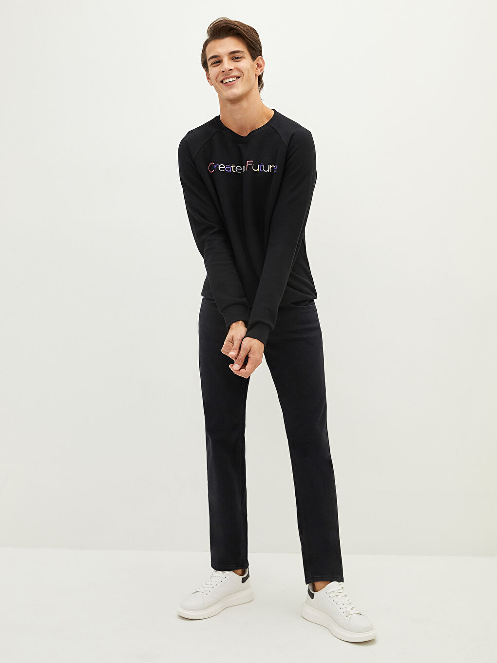 Суитшърт с кръгло деколте, дълъг ръкав, отпечатан, за мъже-3