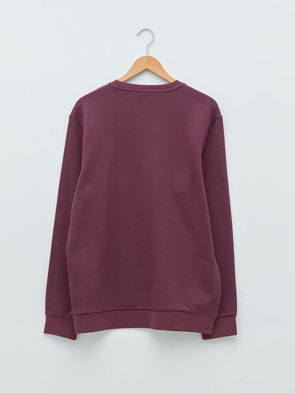 Bordo Bisiklet Yaka Uzun Kollu Baskılı Kalın Erkek Sweatshirt-6