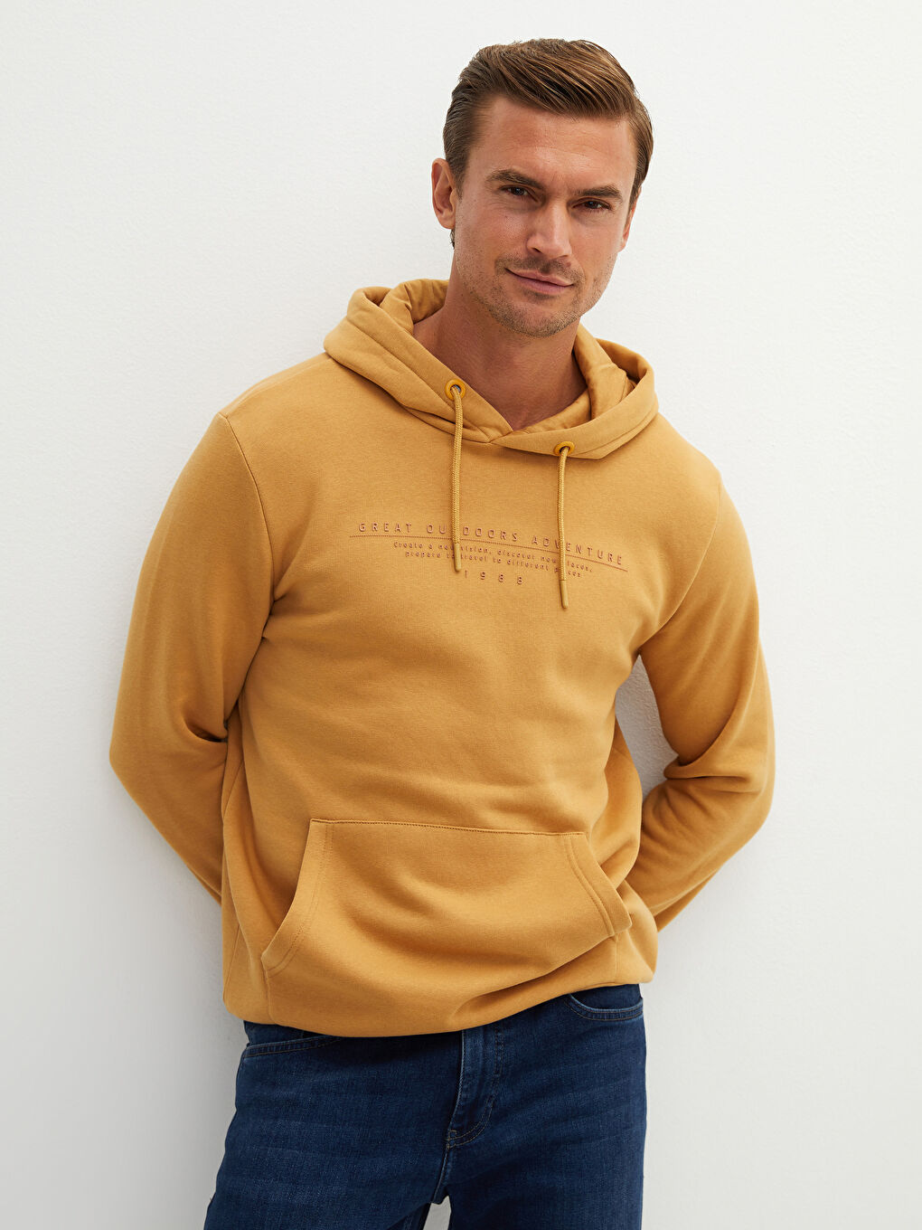 Uzun Kollu Baskılı Erkek Hoodie-2